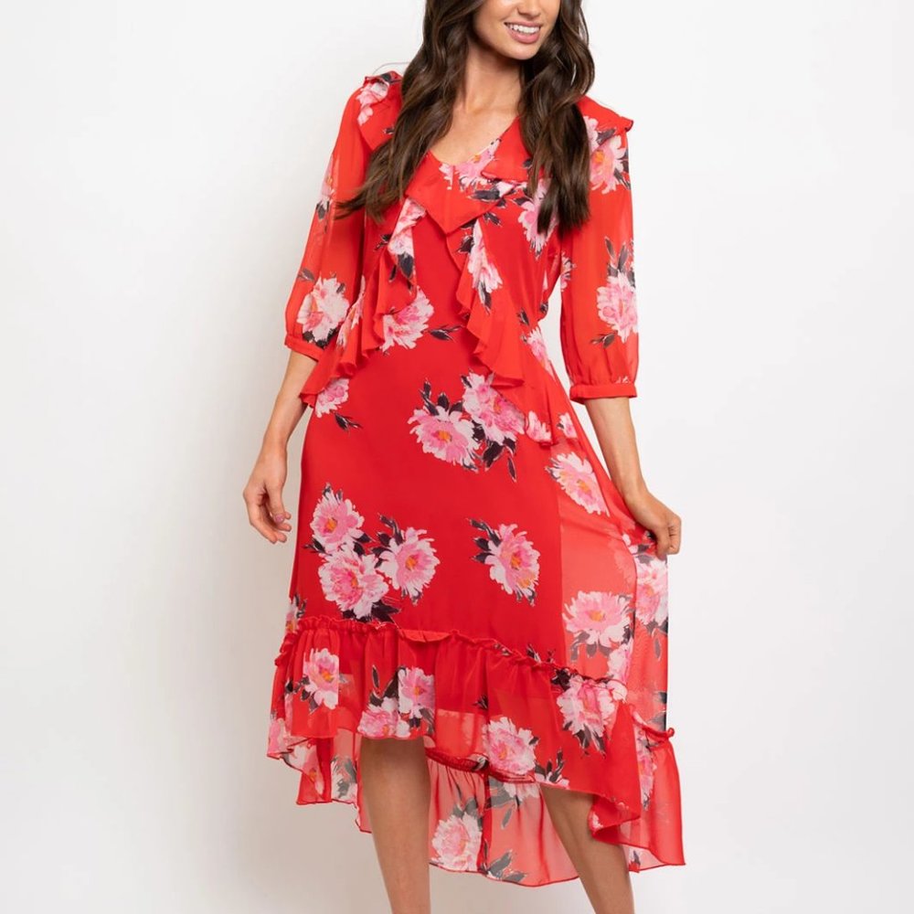 SummerTime Red Floral Dress - Picture 3 of 3